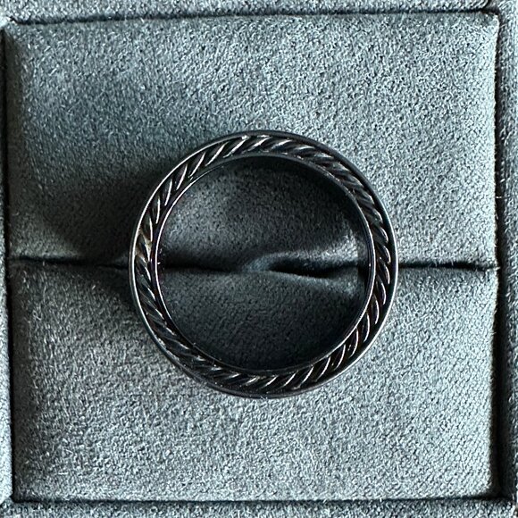 David Yurman Streamline Two Row Band Ring w/ Black Diamonds - Size 10 - Picture 15 of 16